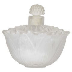 Französische Lalique Lotusblumen-Parfümflasche, Art déco