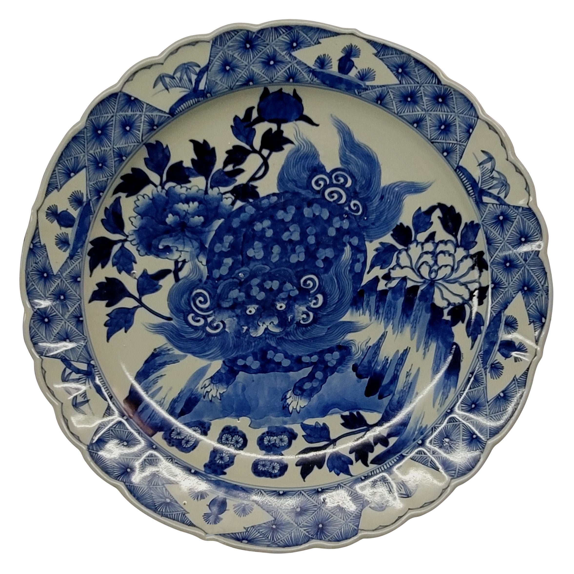 Großer japanischer blau-weißer Platzteller, 19. Jahrhundert, #3