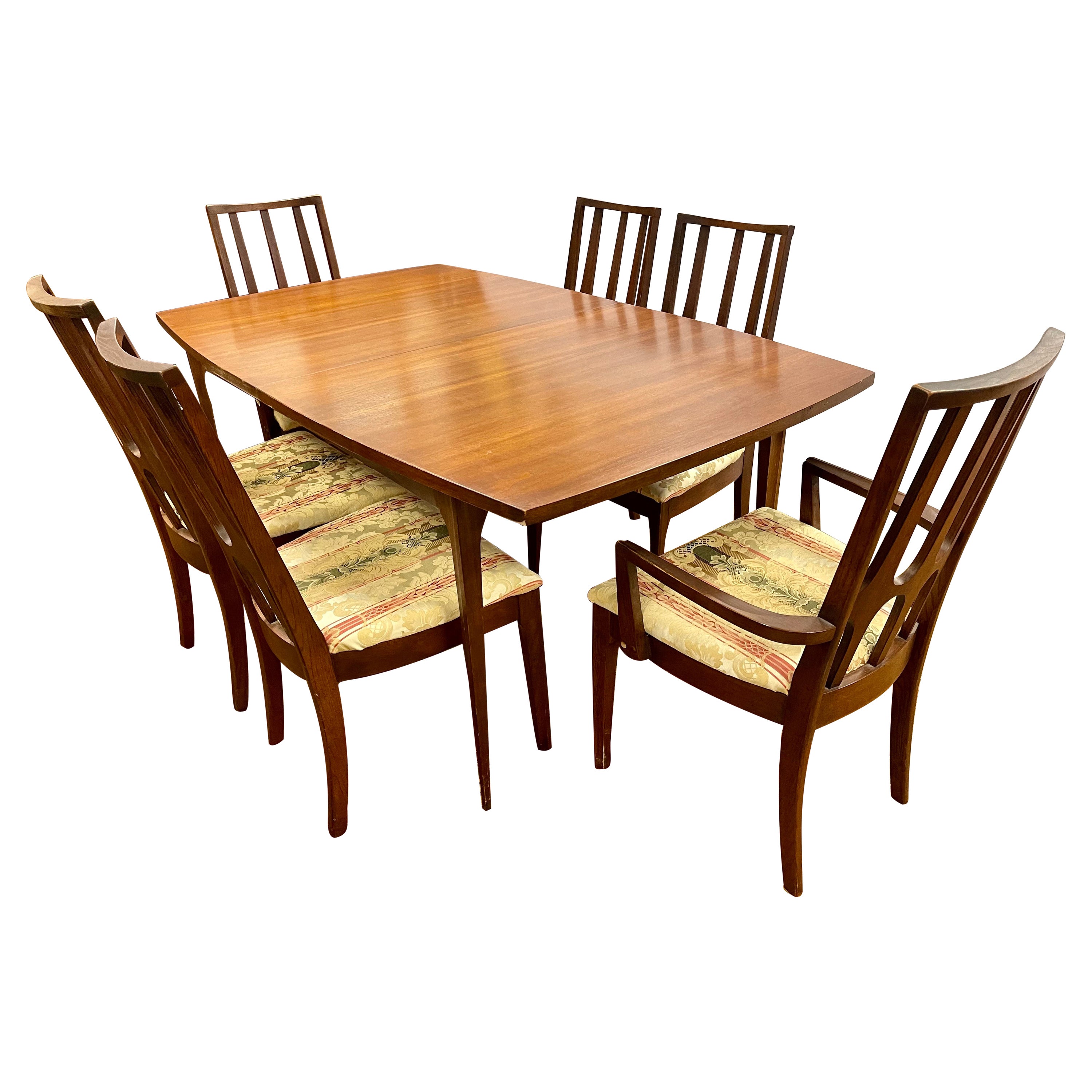 Mid-Century Modern Broyhill Brasilia Expandable Dining Room Set & Table 6 Chairs