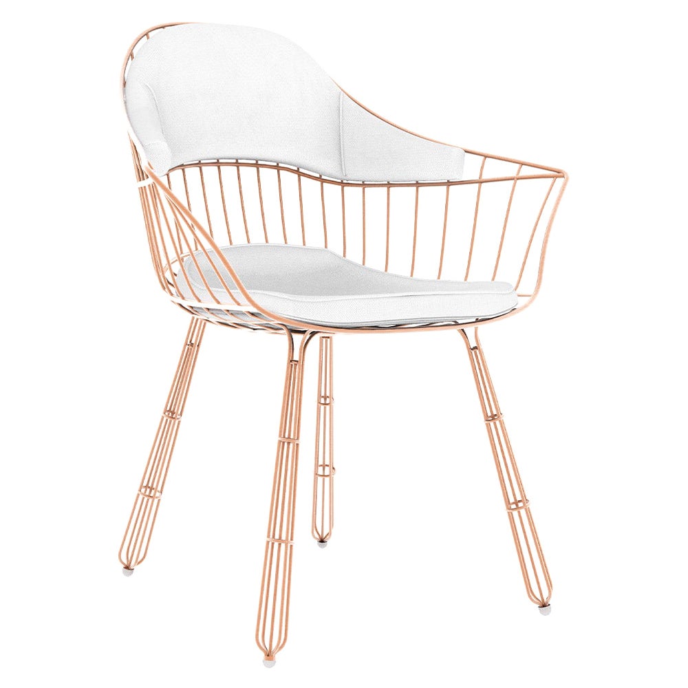 Silla de comedor para exterior de acero inoxidable con revestimiento de cobre