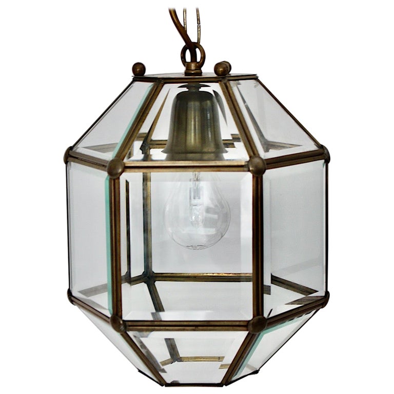 Art Deco Adolf Loos Style Vintage Brass Glass Hanging Lamp Pendant Lantern  1930s at 1stDibs | adolf loos lamp