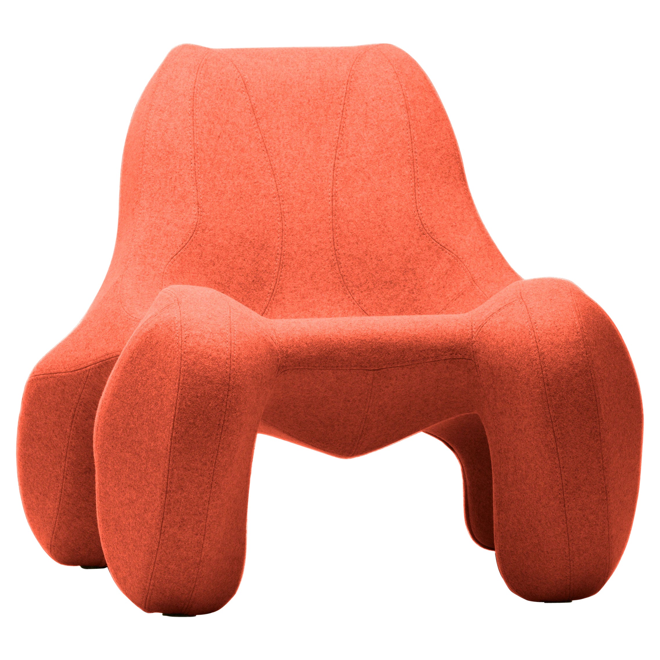 Umber Red Club chair Club 112 in felt wool finish, Colour 557 Divina Melange 3 For Sale