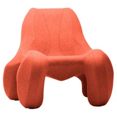 Umber Red Club chair Club 112 in felt wool finish, Colour 557 Divina Melange 3