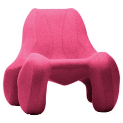 Tawny Port Red chair Club 112 in felt wool finish, Colour 620 Divina Melange 3