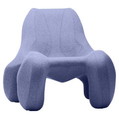 Storm Blue Gray Club chair  “Club 112” in a felt woollen finish, Colour 647 MD