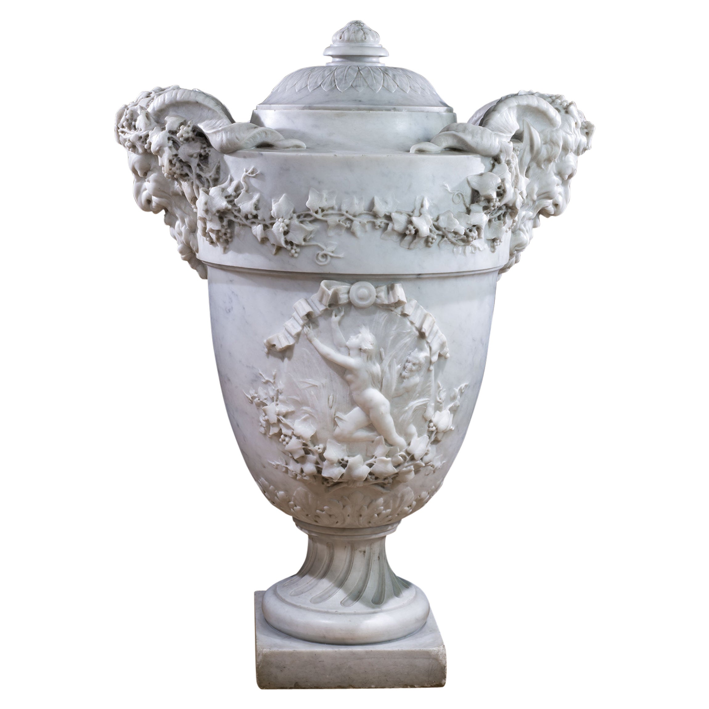 Monumental Italian 19th Century Marble Urn