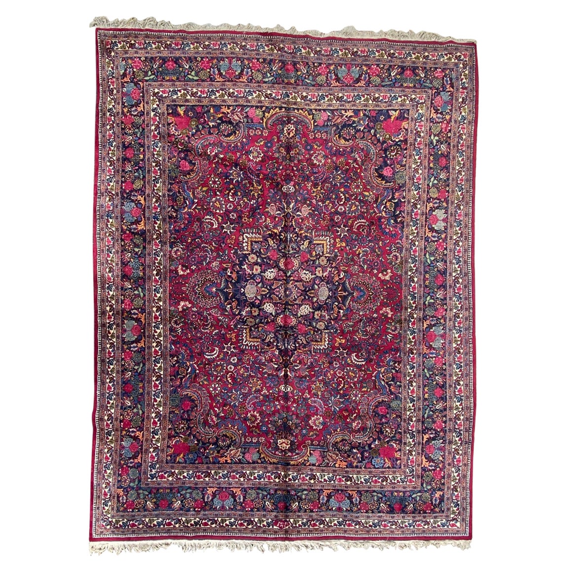 Beautiful Vintage Floral Design Mashhad Rug