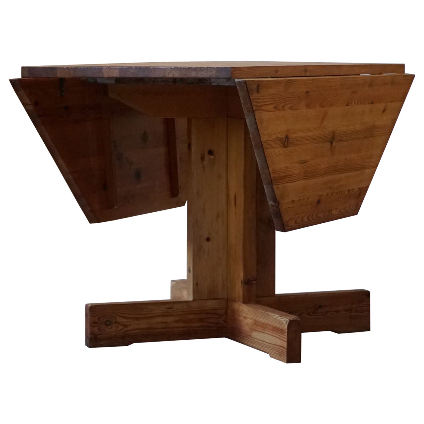 Mid Century Asymmetric Swedish Folding / Flip Table in Pine, 1950s For Sale