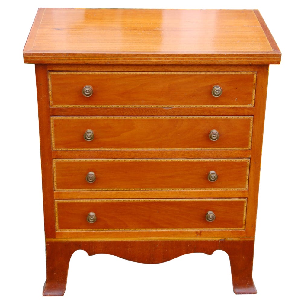 English Early 19th Century Mahogany & Satinwood Child's Chest of Inlaid Drawers  For Sale