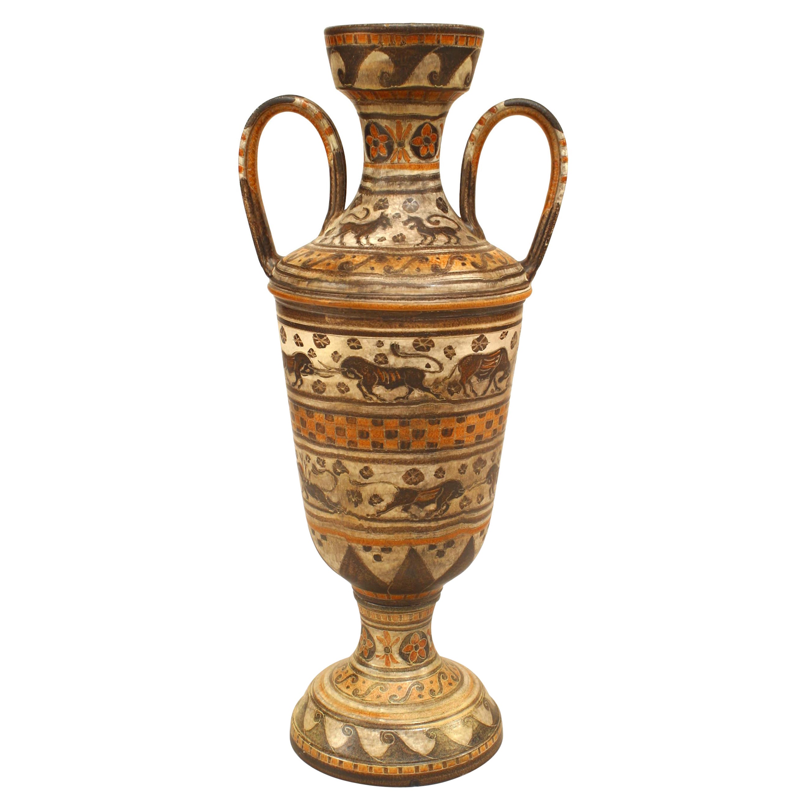 Italian Mid-Century Grecian Etruscan Style Earthenware Urn