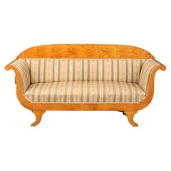Biedermeier Antique Swedish Sofa Couch Empire 19th C 3-4 Seat Golden Birch