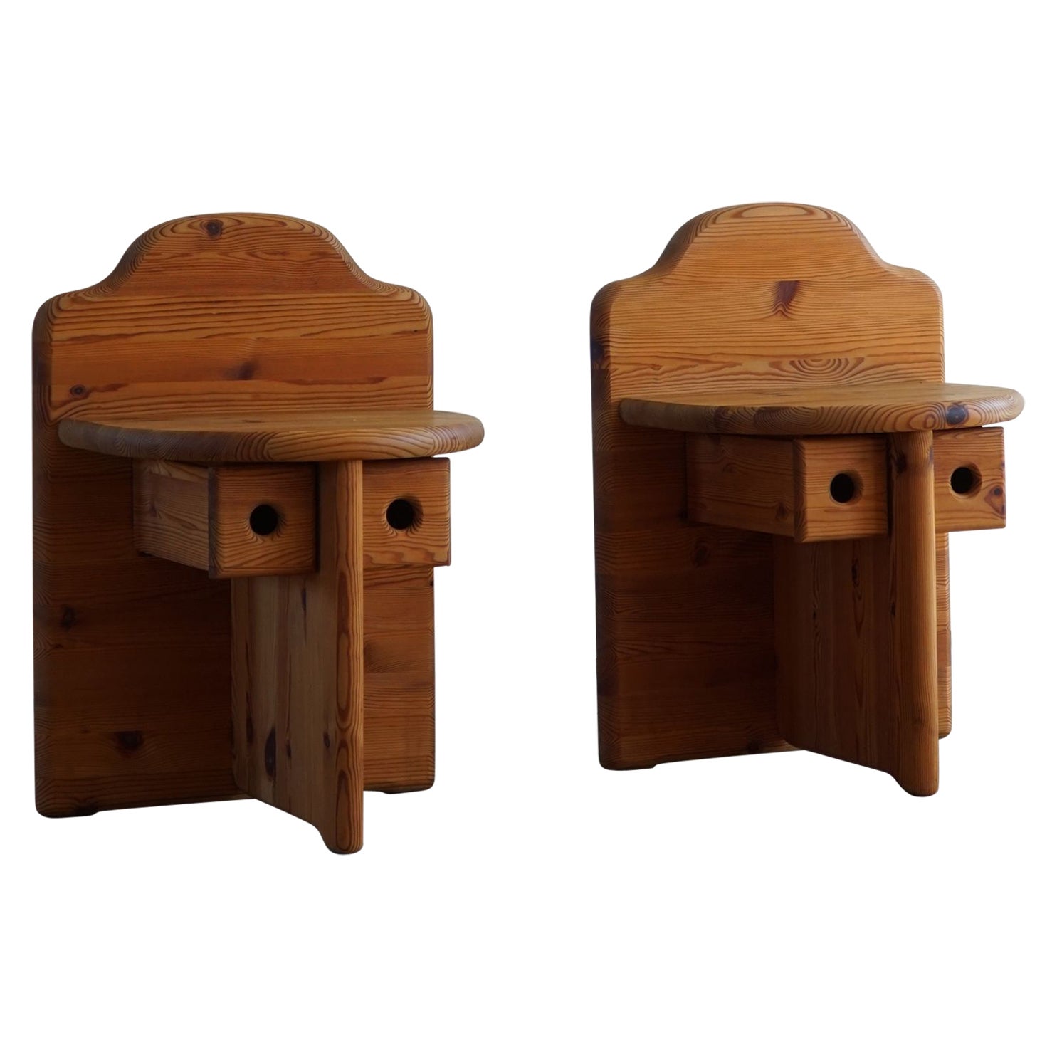 Mid Century Swedish Night stands in Pine, in Style of Axel Einar Hjorth, 1950s