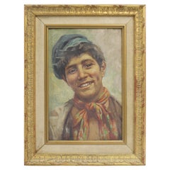 Italian School Portrait of a Neapolitan Youth Oil on Canvas