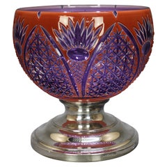 Schale mit Fuß aus silbernem Kristall mit Amethystüberzug