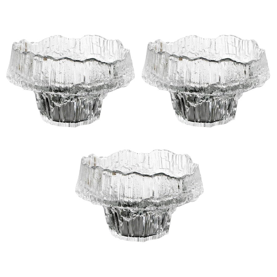 Pair of Crystal Glass Votive Candleholders, Bowls by Holmegaard, 1980