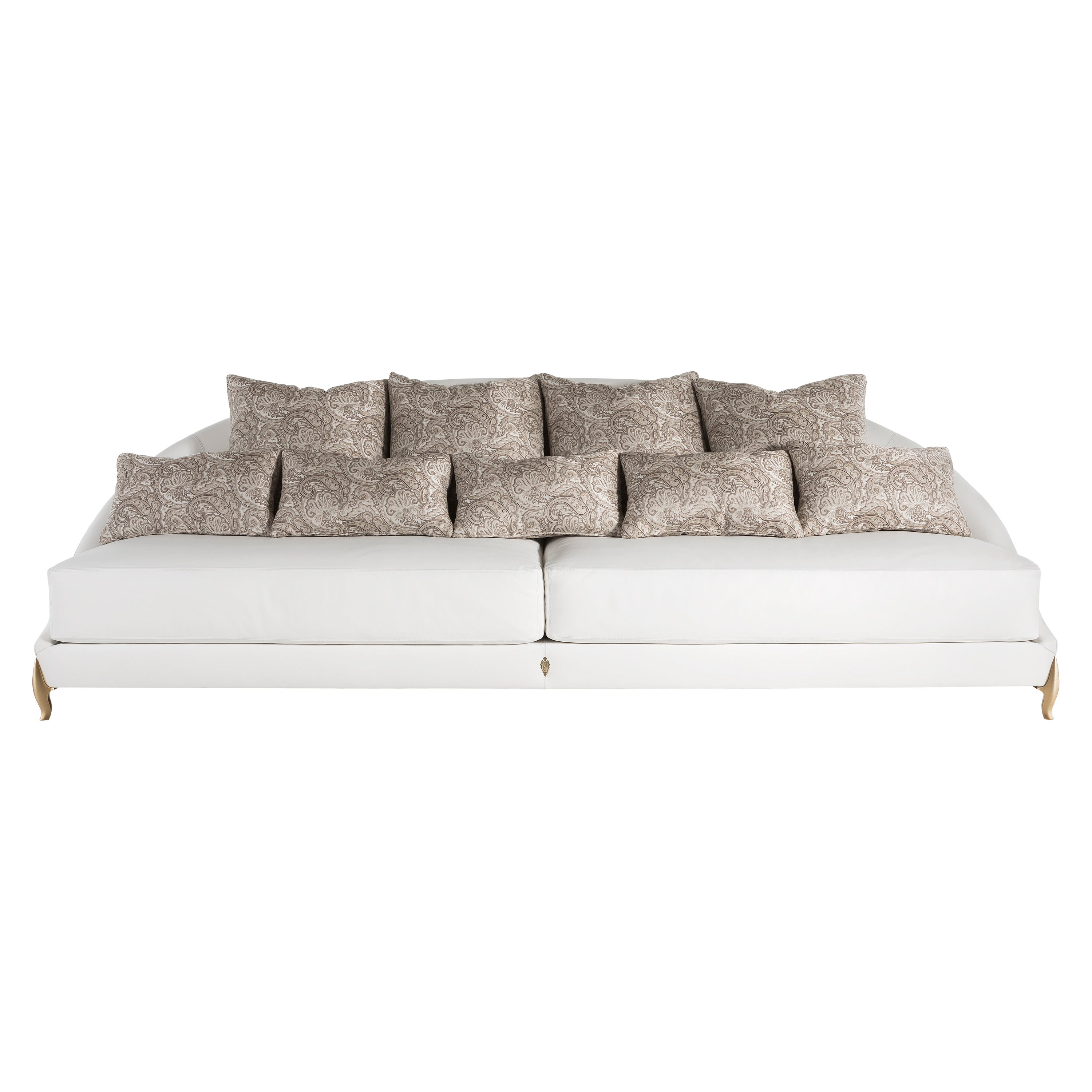 Contemporary Living Sofa, Brass Feet and Fully Upholstered, Made in Italy For Sale