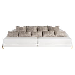 Contemporary Living Sofa, Brass Feet and Fully Upholstered, Made in Italy