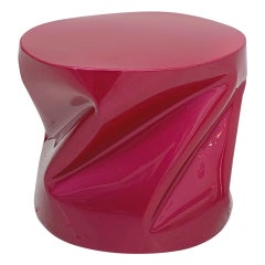 Contemporary Sculptural Pink Lacquered Metal Side Table