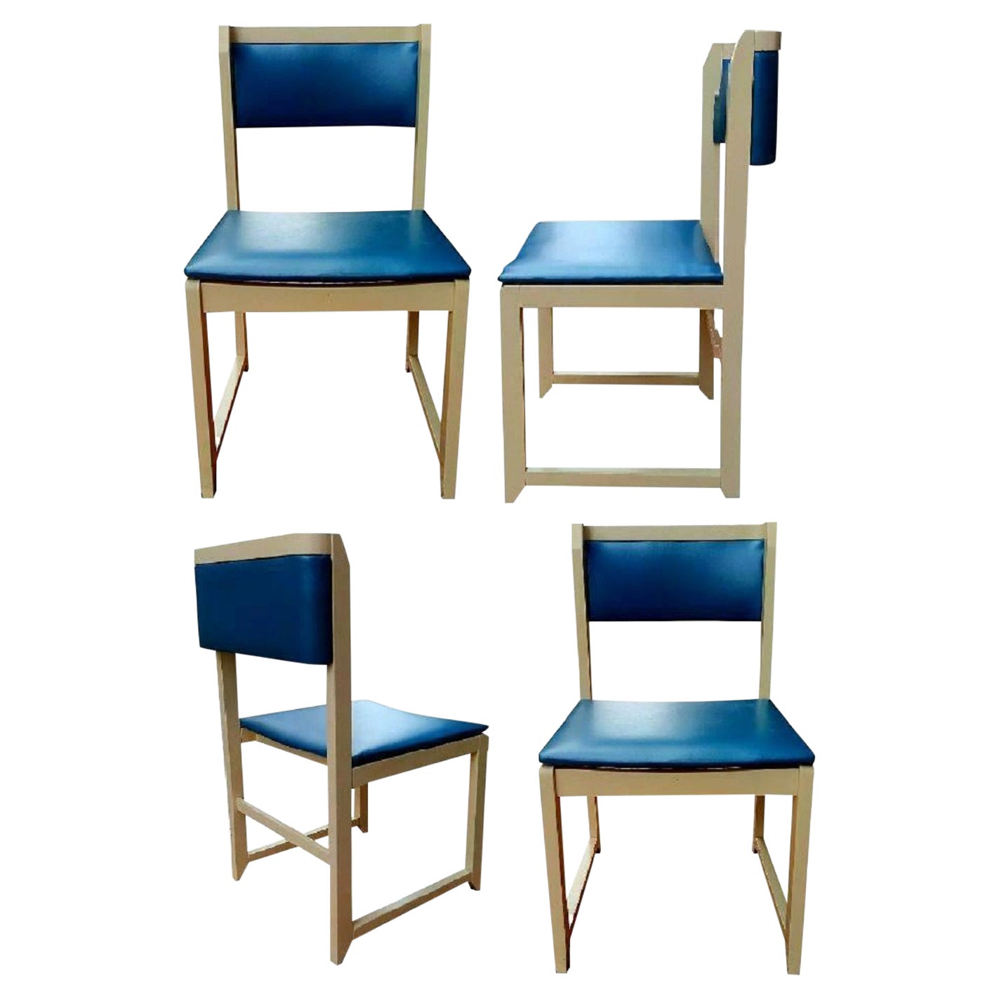 Lot of Four Design Wood Chairs Original, 1970s