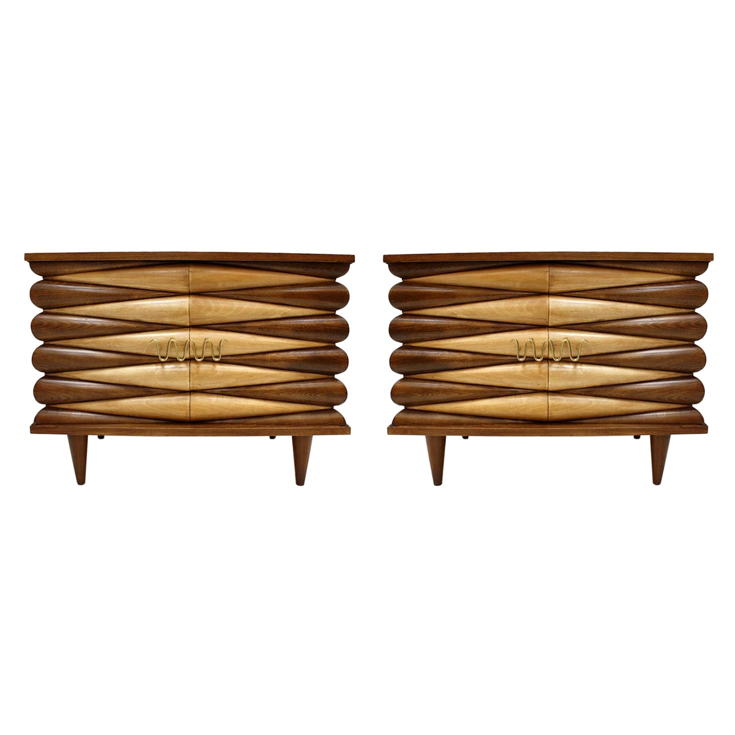 Mid-Century Modern Style Oakwood Pair of Italian Sideboards For Sale