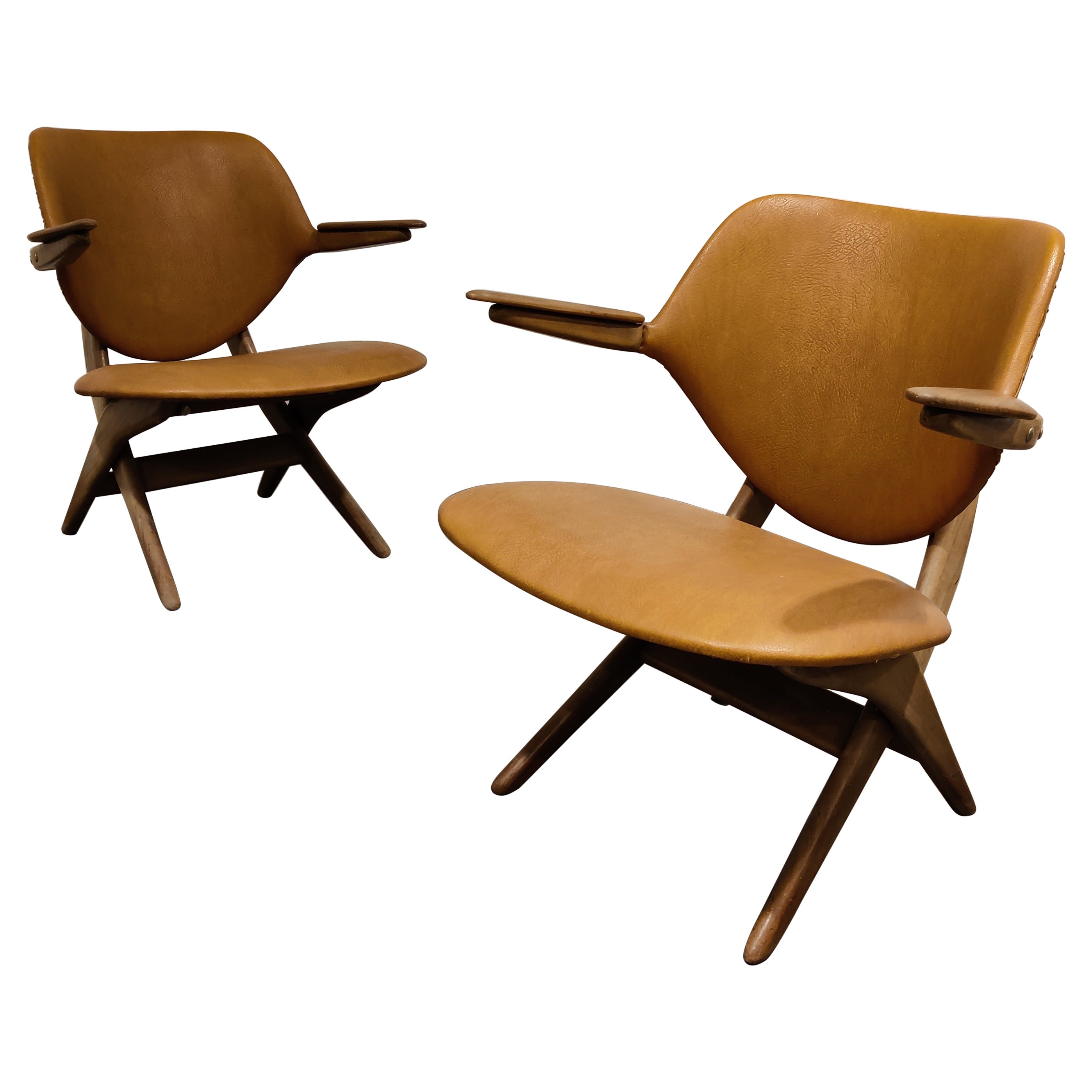 Pair of Pelican armchairs by Louis Van Teeffelen for Wébé, 1960s