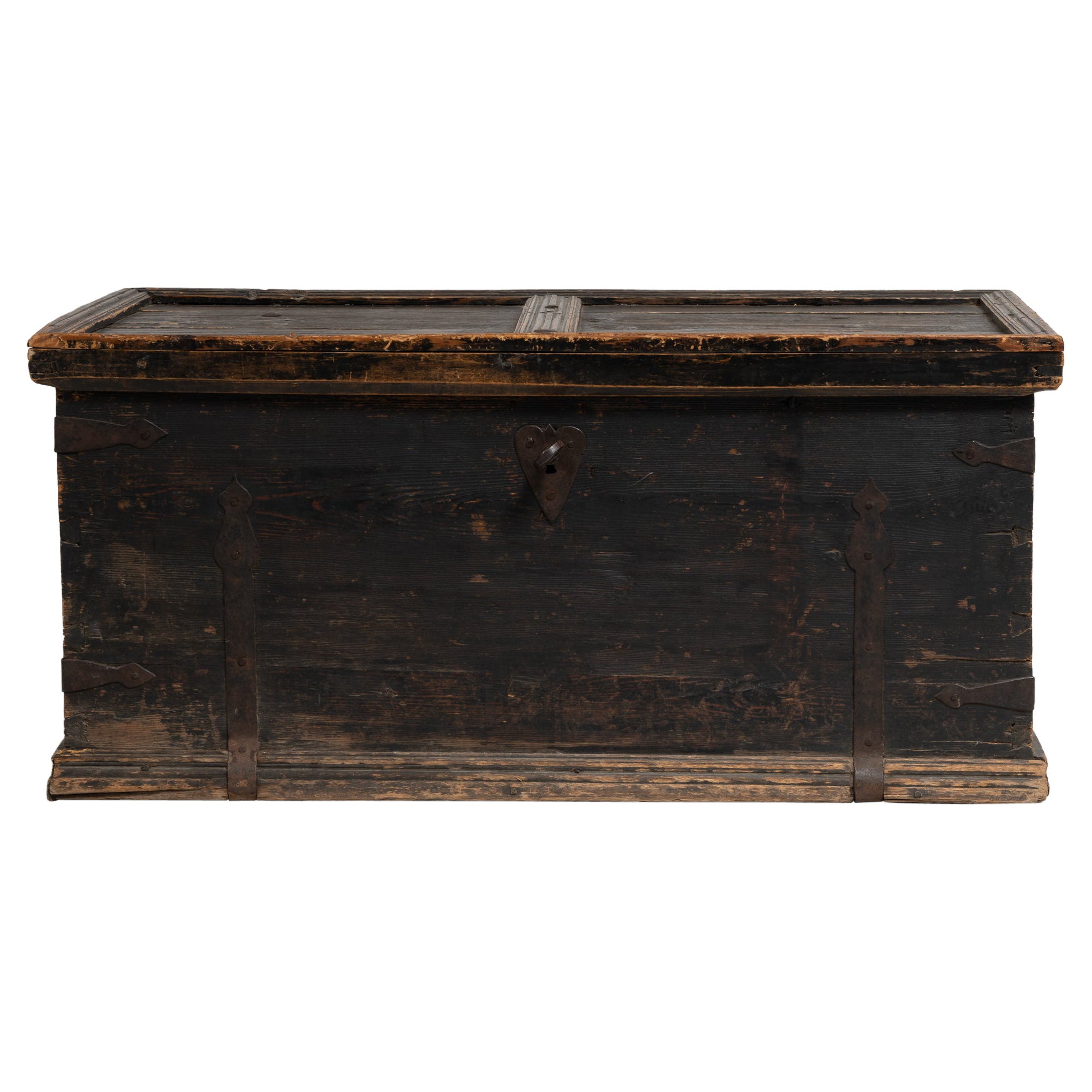 Early 19th Century Swedish Black Pine Soldier's Chest