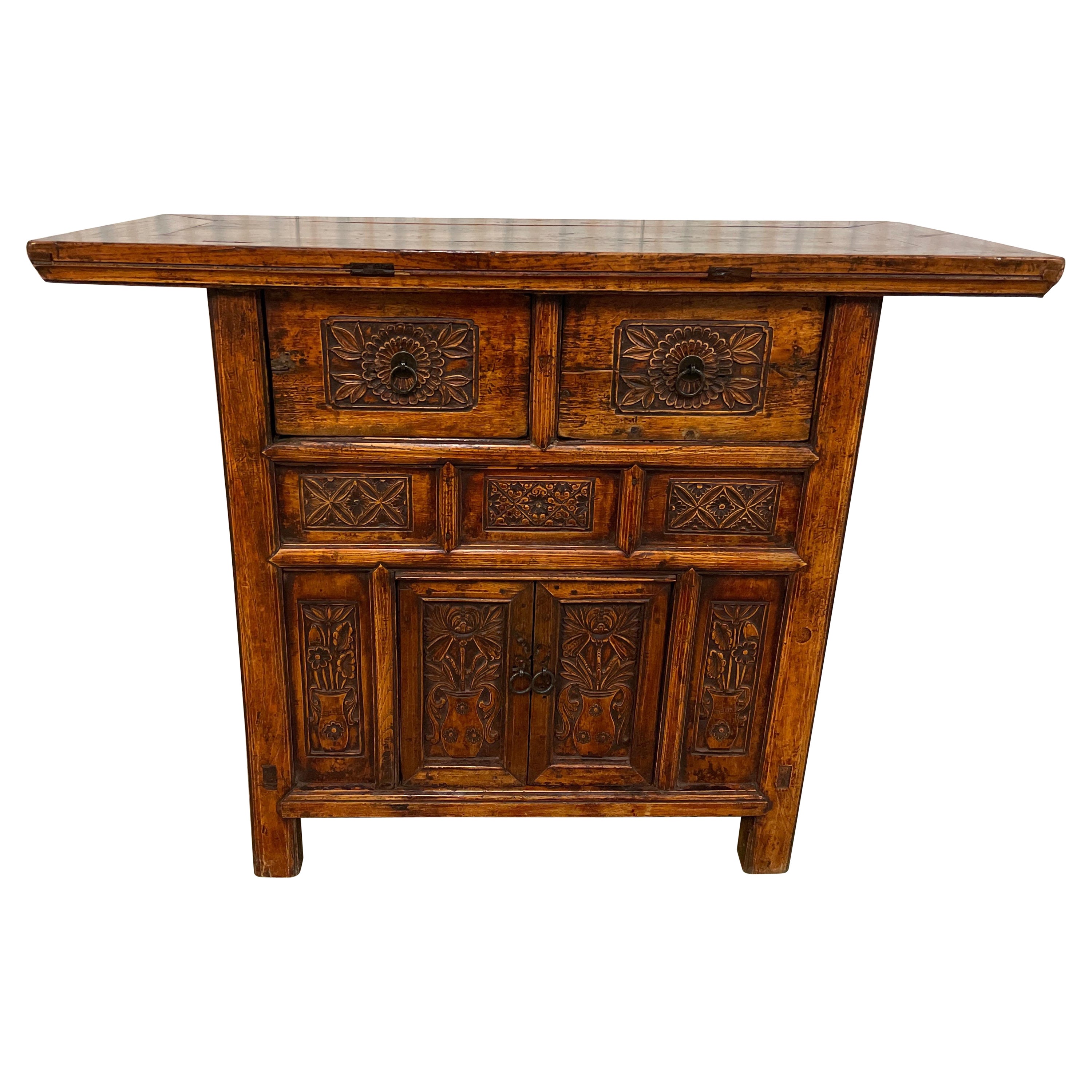 Vintage Carved Asian Console / Altar Table For Sale