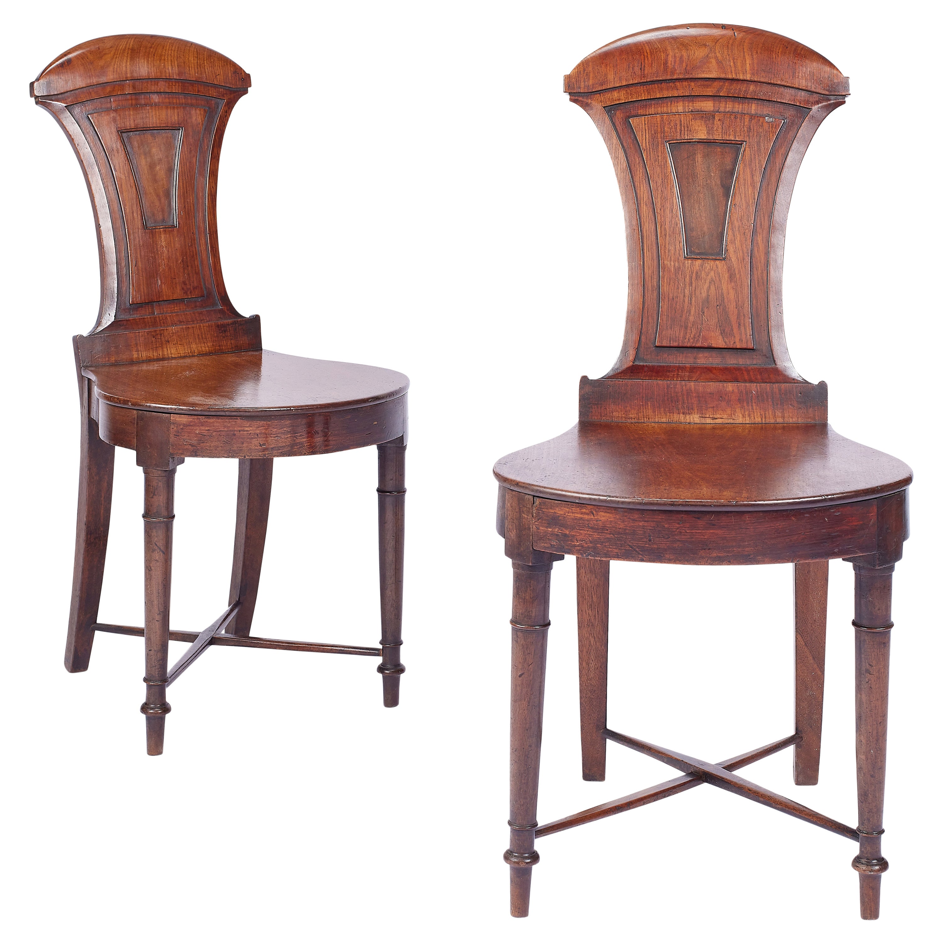 Pair of Late George IV / Regency Mahogany Hall Chairs