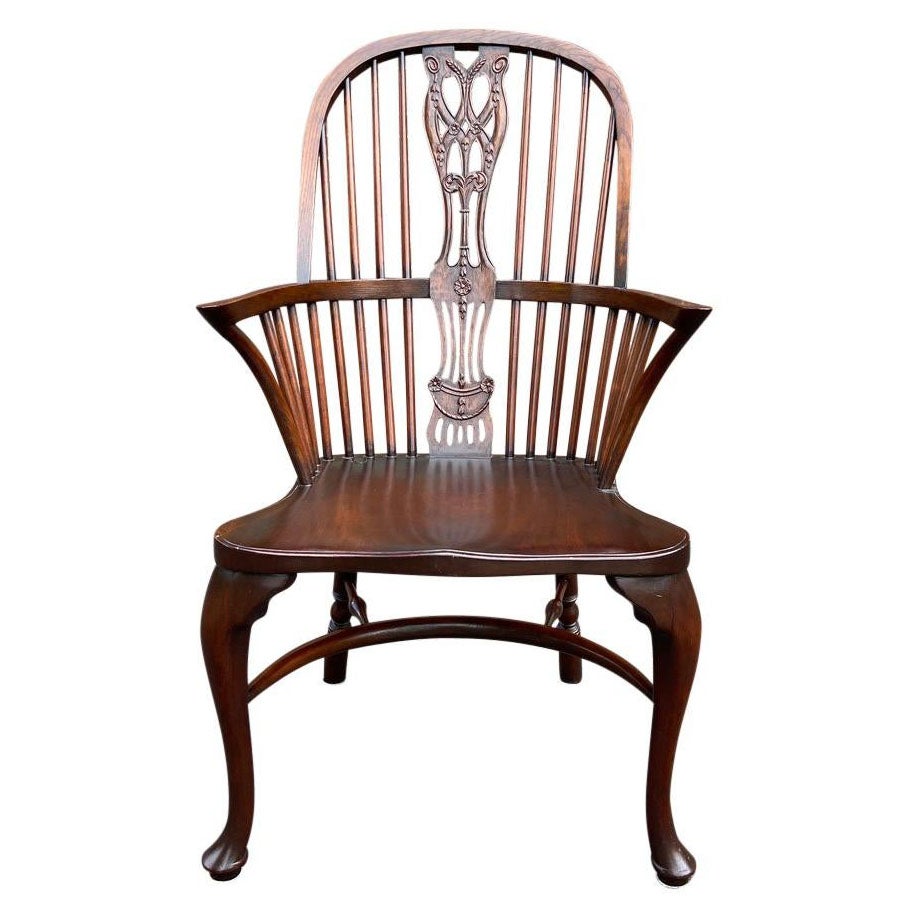 George III Style Carved Mahogany Windsor Armchair in the Hepplewhite Style For Sale