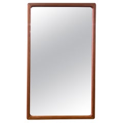 Midcentury Teak Shadow Box Mirror with Rounded Corners by Pedersen & Hansen