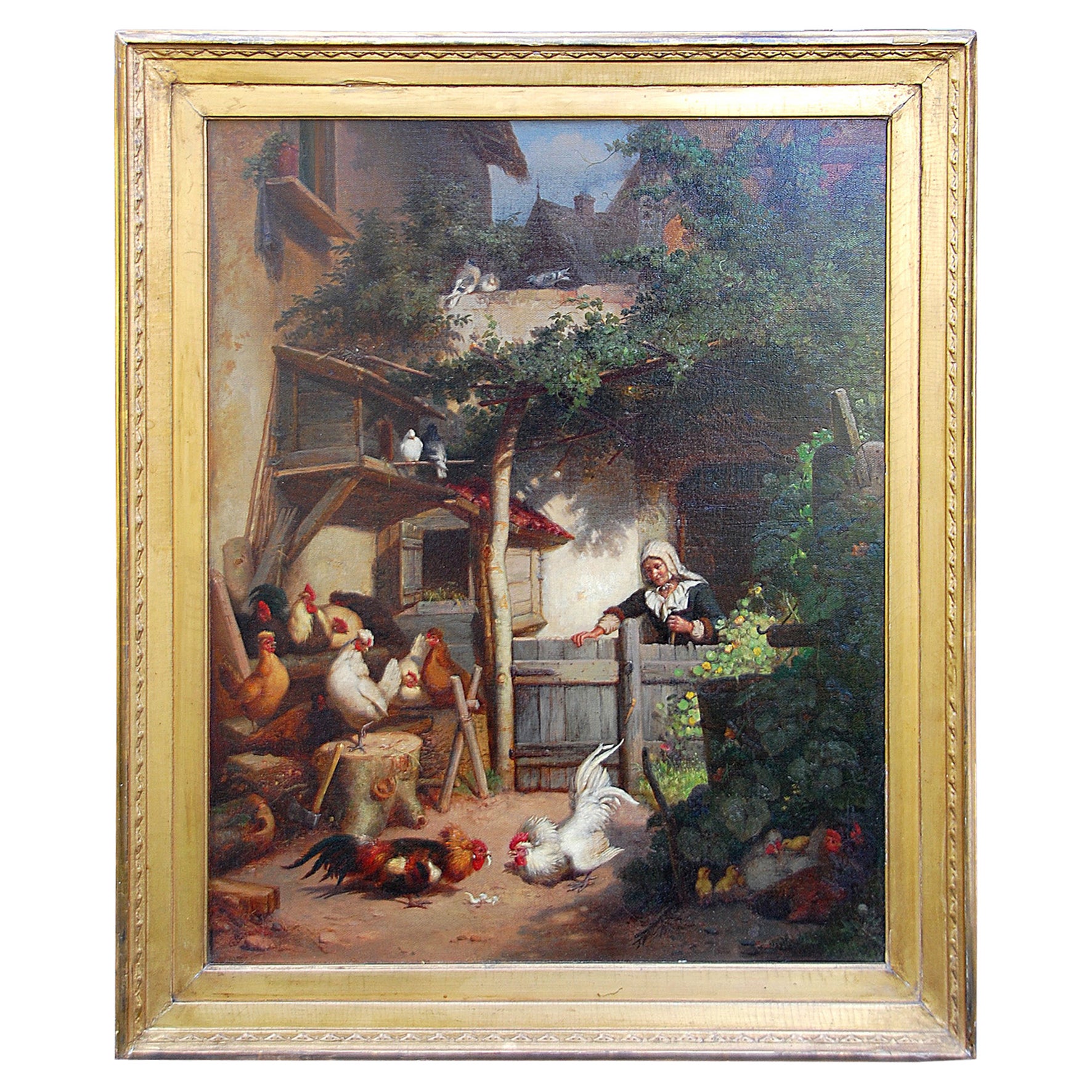 German 19th Century Original Oil on Canvas by Gustav Konrad Sus  For Sale