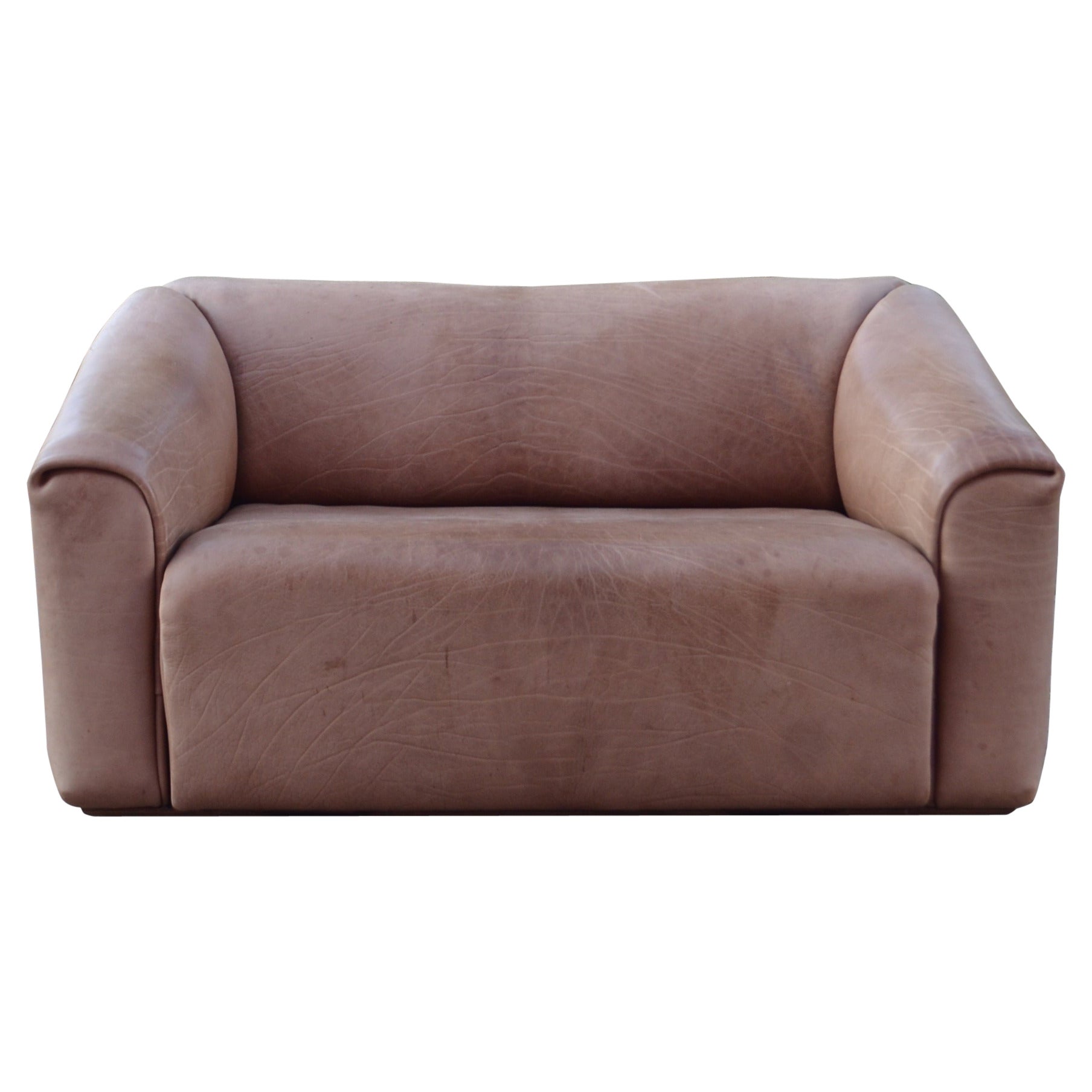 De Sede DS 47 Loveseat Neck Leather Sofa brown For Sale