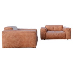 Frigerio Salotti Modell Cooper Loveseat Armchair Leather Chair Cognac Set of 2