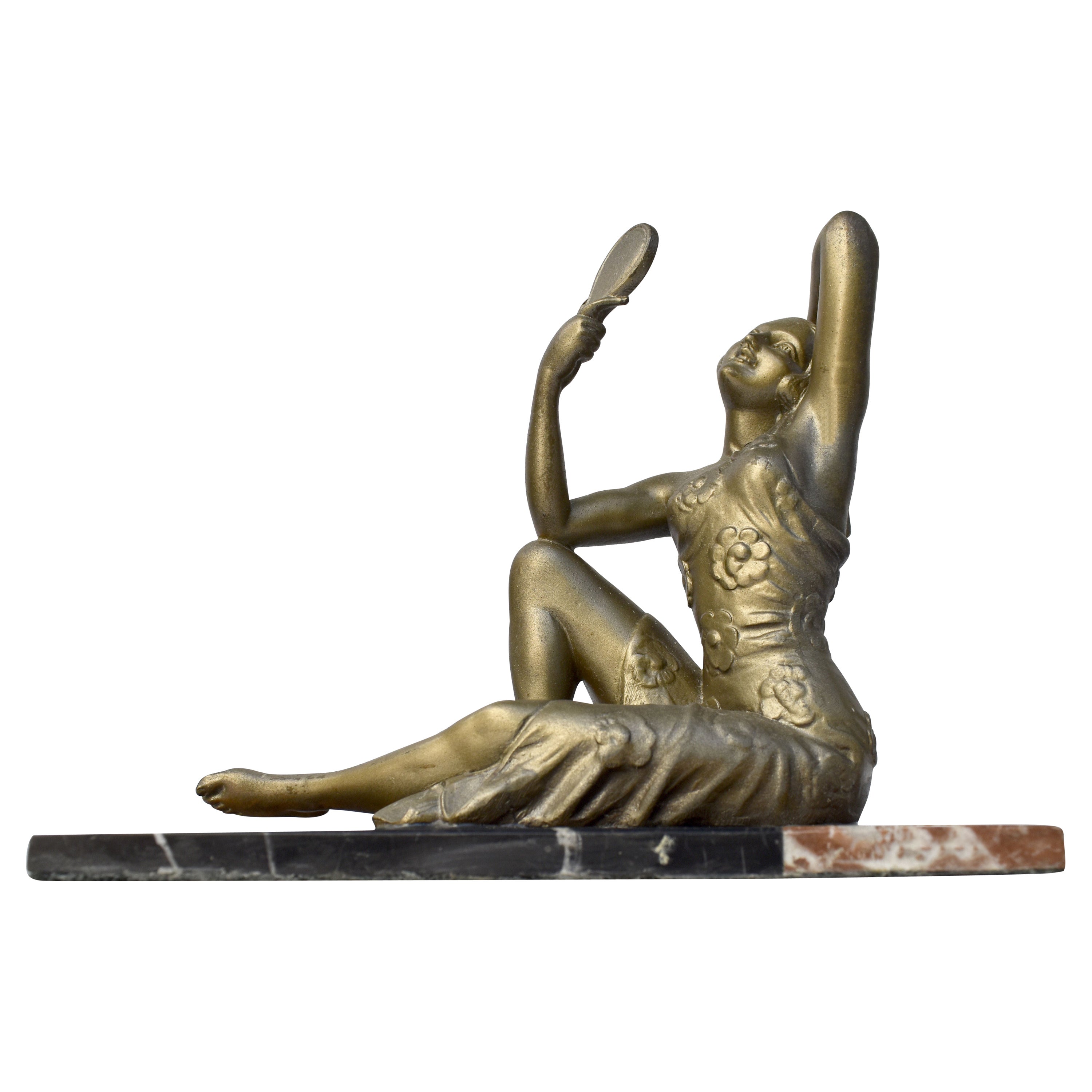 Figure française Art Déco originale des années 1930 « Le miroir à la main de la femme ». en vente
