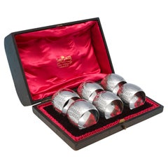 Antikes viktorianisches Set von 6 Serviettenringen aus Sterlingsilber, 1900 Mappin & Webb