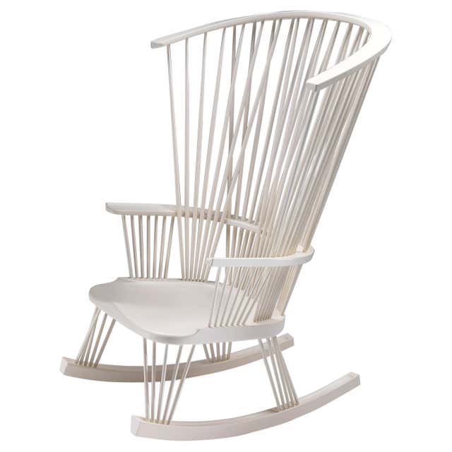 Monarchy Rocking Stool MONARCH Wooden Rocking Armchair with Decorated Back and Covered with ...