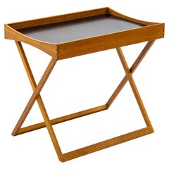 Vintage Folding Side Table in Oak and Formica by Torsten Johansson for Bo-Ex, ca 1963