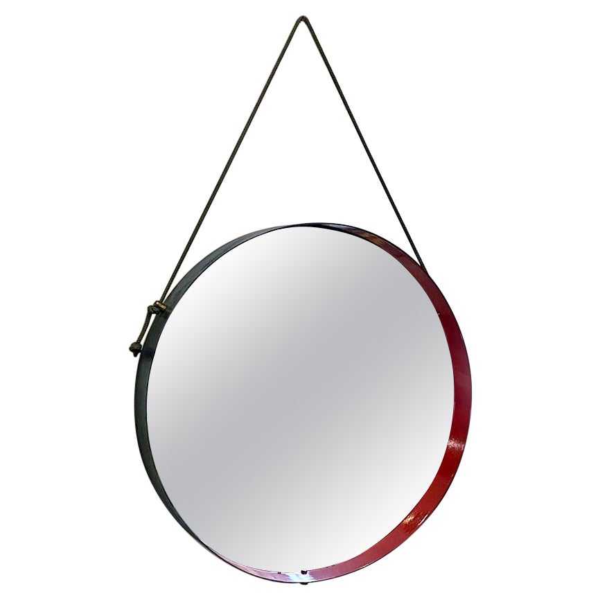 Italian Mid-Century Modern Round Metal Mirror, 1960s