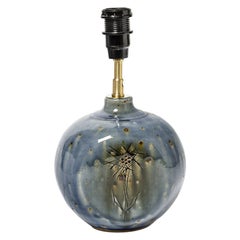 Blue Stoneware Ceramic Table Lamp by La Borne Potter Jacques Vilain 20th Century