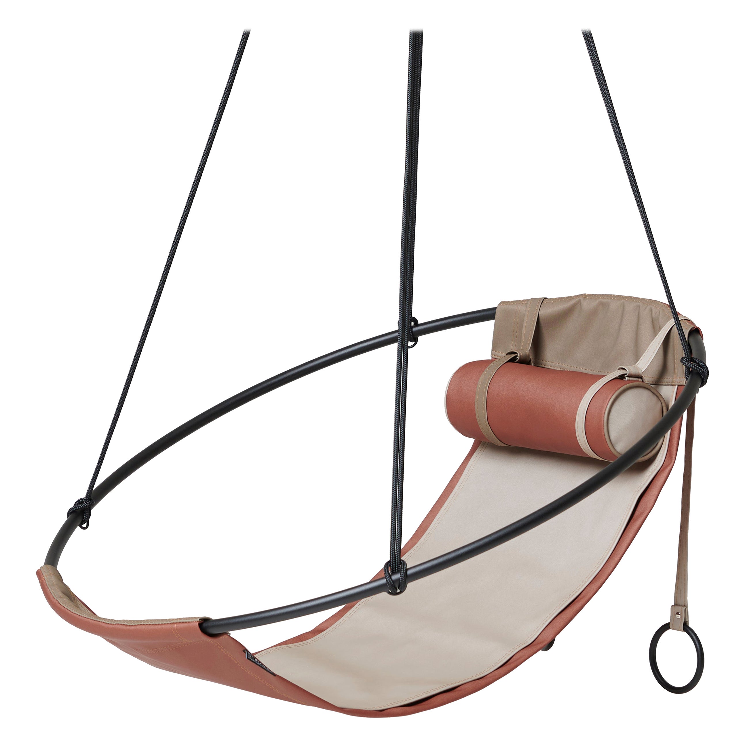 Modern Sling Hanging Chair, Outdoor Sandy Colour, Vegan and Eco Friendly For Sale
