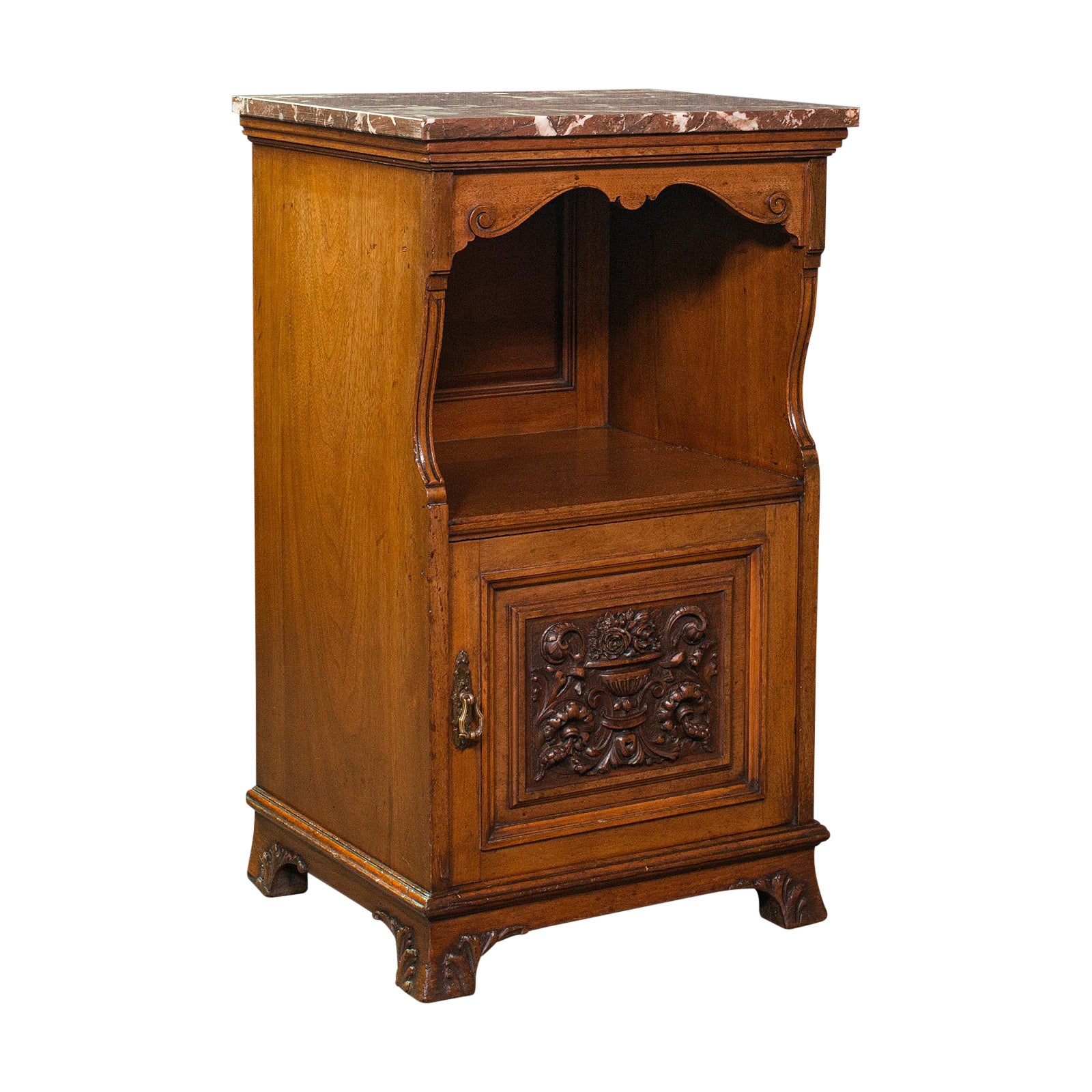 Antique Nightstand, English, Walnut, Bedside Cabinet, Gillow & Co, Victorian For Sale
