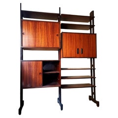 Librería modular de diseño en teca Vittorio Dassi, años 60