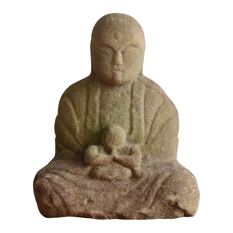 1750-1850 Japanese Old Stone Buddha /Bodhisattva/ Garden Figurine/Edo Period