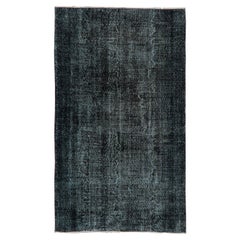 5.2x8.8 Ft Retro Area Rug Over-Dyed in Charcoal Gray 4 Modern Home & Office