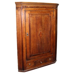  Georgian Mahogany Inlaid Hanging Corner Cabinet