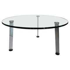 Heavy Designer Glass Topped Chrome Circular Coffee Table