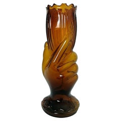 Glasses French Amber Vase Glass by Portieux Vallerysthal, 1950s