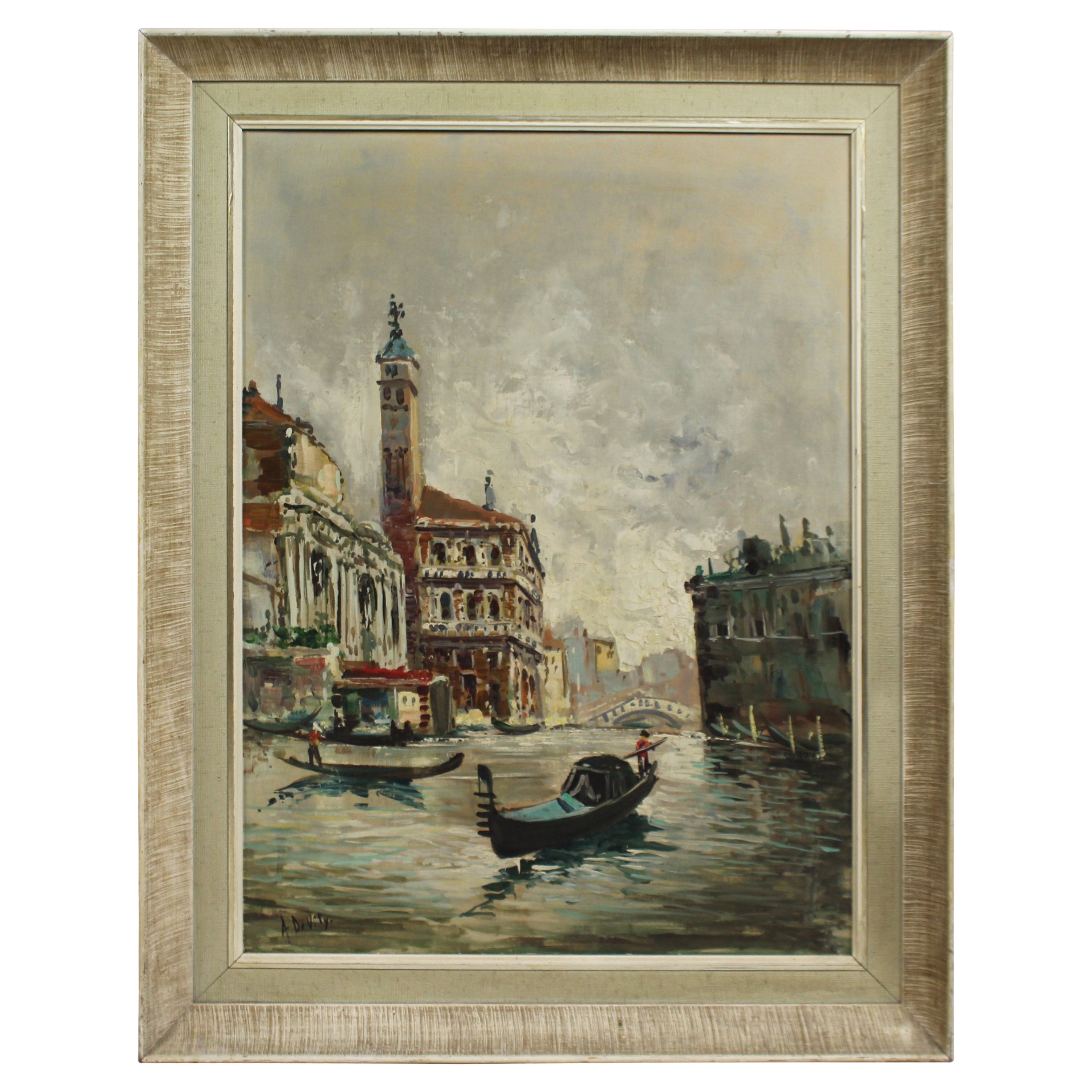 Antonio DeVity 'Italian, 1901-1993' Venice Canal Oil on Canvas For Sale