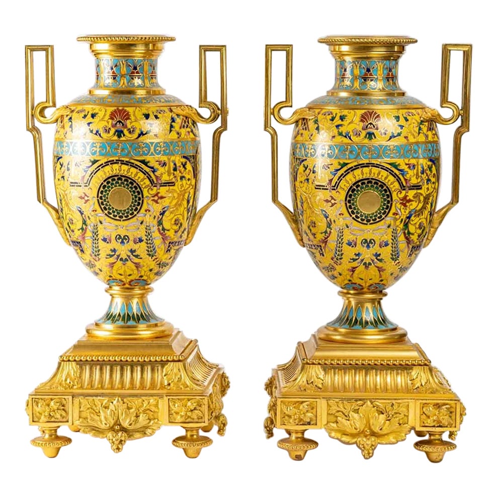 Pair of Pompeian Decorated Vases