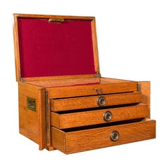 Antique Collector's Specimen Case, English, Oak, Chest, Jewellery Box, Edwardian